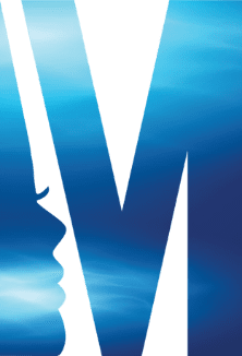 Silhouettes of two faces forming the letter 'M' with a blue sky background.