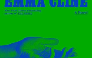 Book cover of 'The Guest' by Emma Cline with a blue hand on green background.
