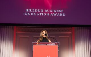 Carly Bigi receiving the Hilldun Business Innovation Award.